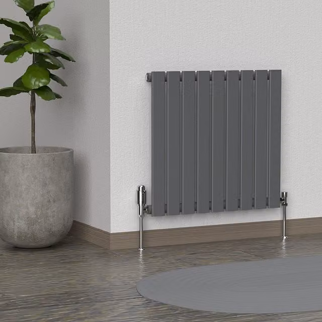 Lux Heat Anthracite Grey Horizontal Wall Mounted Radiator W: 60 cm, H: 63 cm