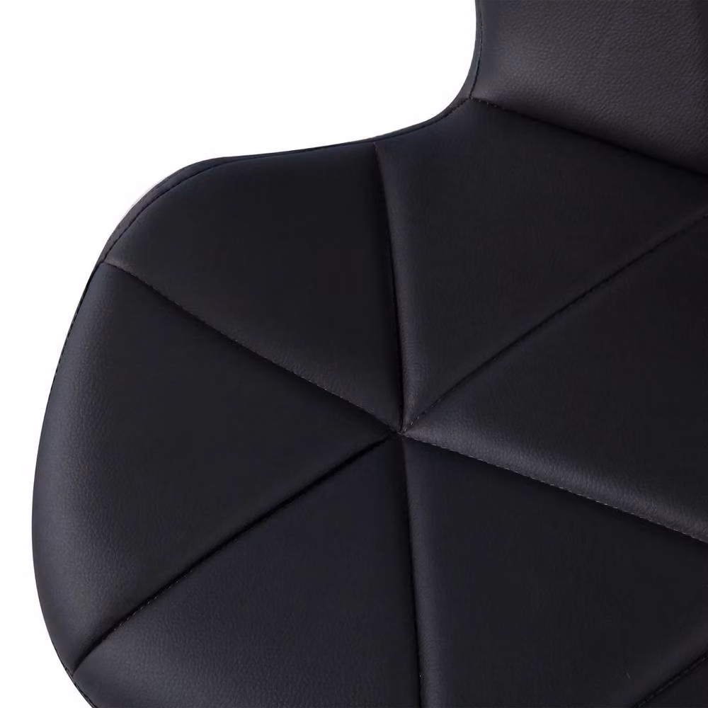 VOGREX Set of 2 Diamond Dining Chairs in Black Synthetic Leather with Beech Wood Legs – 3