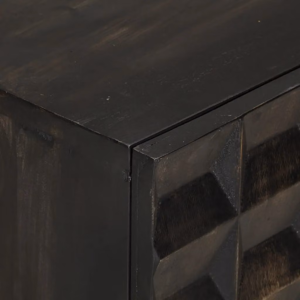 Berkfield Home Black Industrial Sideboard in Solid Mango Wood and Iron, W/D/H: 55 x 34 x 75 cm – 4