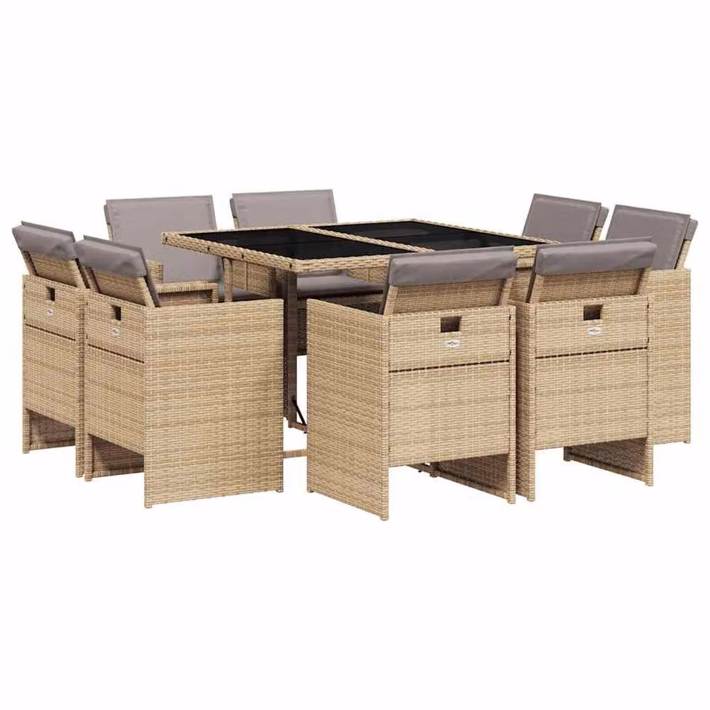 Berkfield Home Garden Dining Set in Beige and Black – 2