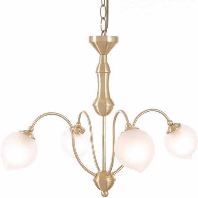 Netlighting Bastia 4 Light Pendant Lamp in Gold with Glass and Metal Details (G9)
