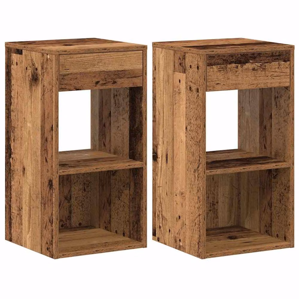 Berkfield Home Durable Bedside Cabinets with Drawer, 2 Pack, Brown, W/D/H: 35 x 34 x 66.5 cm – 2
