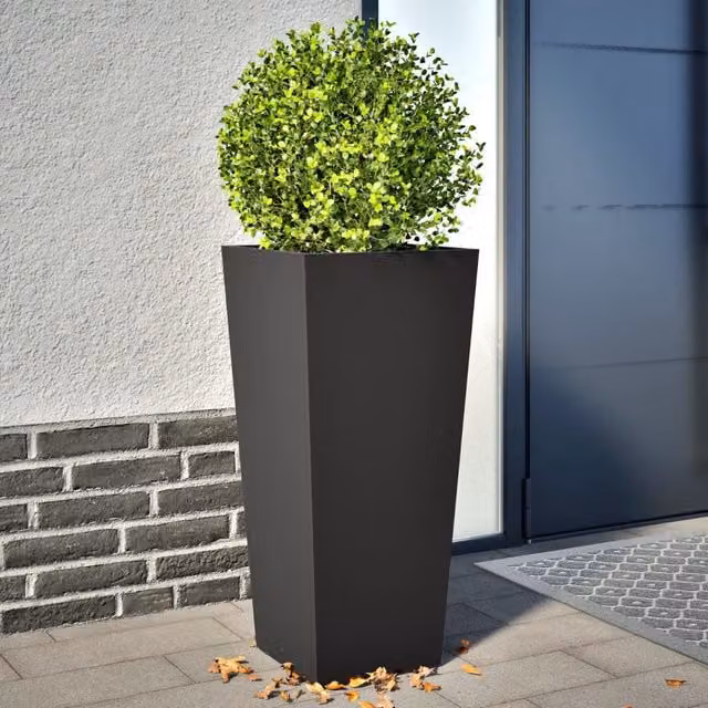Berkfield Home Garden Steel Planter Tubs, Black, 2 Pack, W/D/H: 35 x 35 x 75 cm – 1