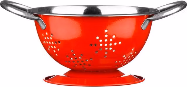 Premier Housewares Red Stainless Steel Collapsible Round Colander with Handles W: 17 cm, D: 14 cm, H: 10 cm