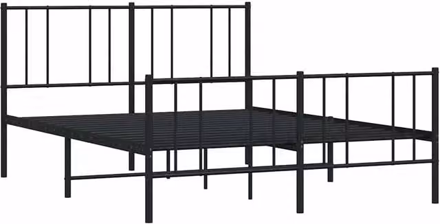 Berkfield Home Metal Bed Frame with Headboard and Footboard in Black, W/D/H: 120 x 200 cm