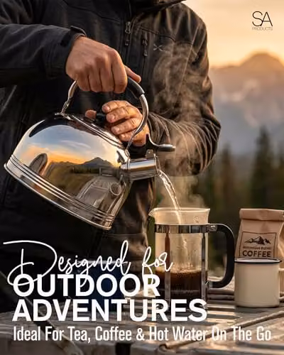 Tanness 3L Stainless Steel Camping Whistling Kettle in Silver – 3
