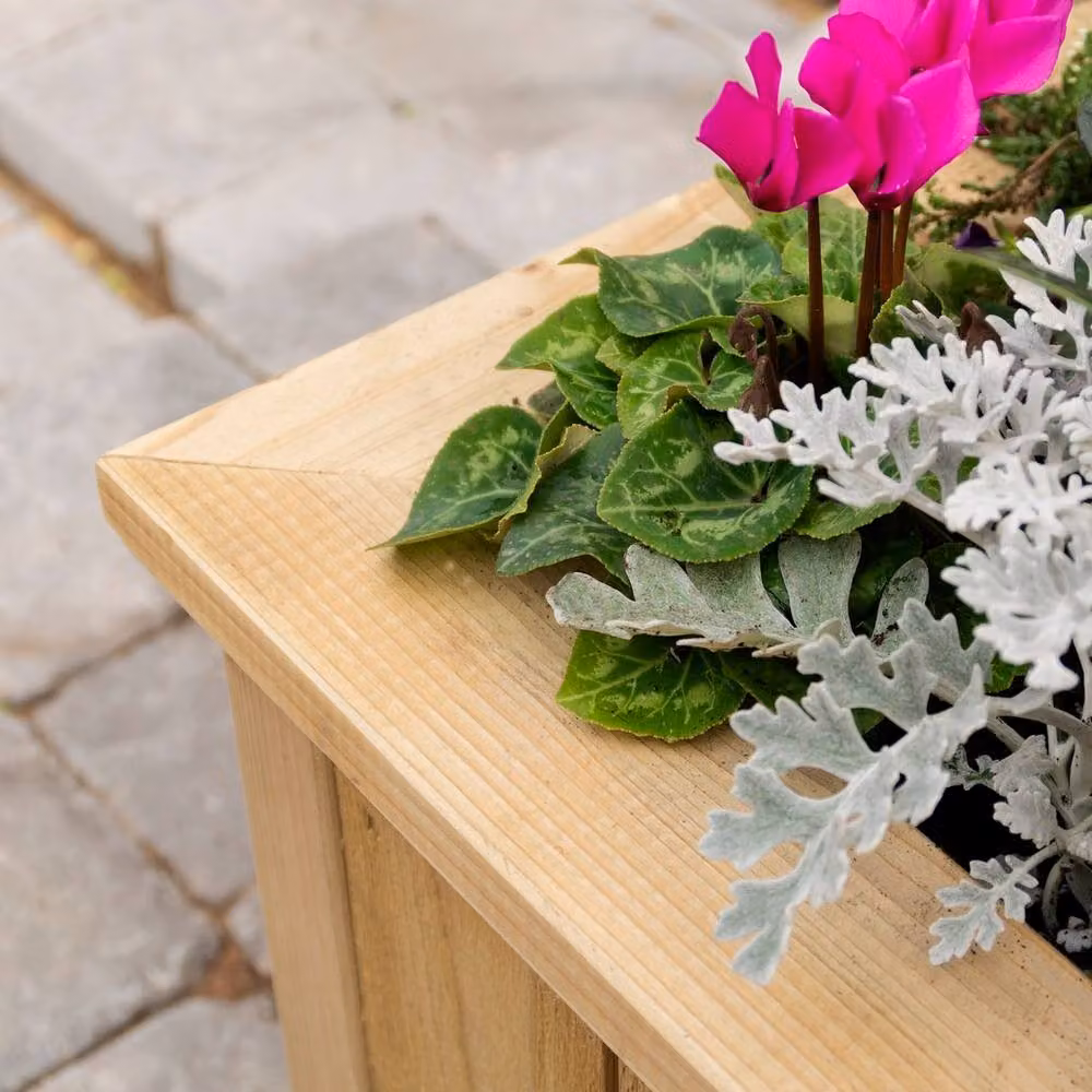 Rowlinsons Heritage Ornamental Garden Planter Tub, Brown Wood, W: 103 cm, D: 40 cm, H: 43 cm – 4