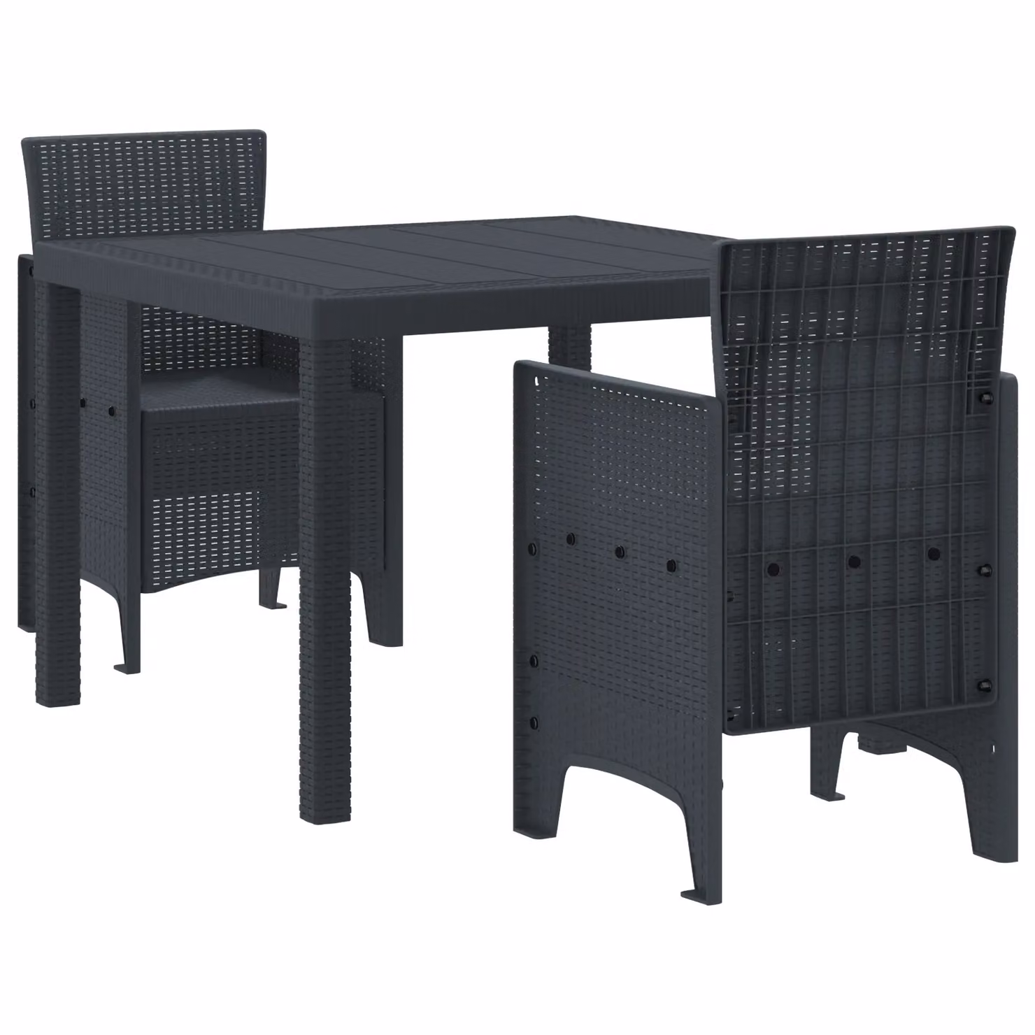 Berkfield Home 3 Piece Anthracite Poly Rattan Garden Dining Set – 2