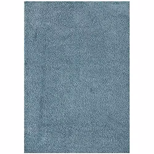 THE RUGS Duckegg Blue Shaggy High Pile Soft Rectangular Rug, W/D/H: 160 x 230 cm – 3