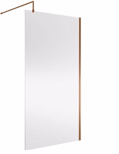 Balterley Brushed Bronze Single Panel Fixed Wetroom Shower Screen, Brown, H 185 x W 110 x D 8 cm