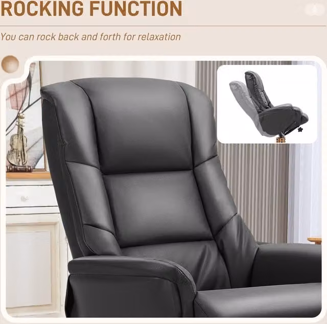 HOMCOM Black Synthetic Leather Recliner Chair with Footstool