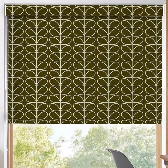 Orla Kiely Linear Stem Made to Measure Blackout Roller Blind in Kelp