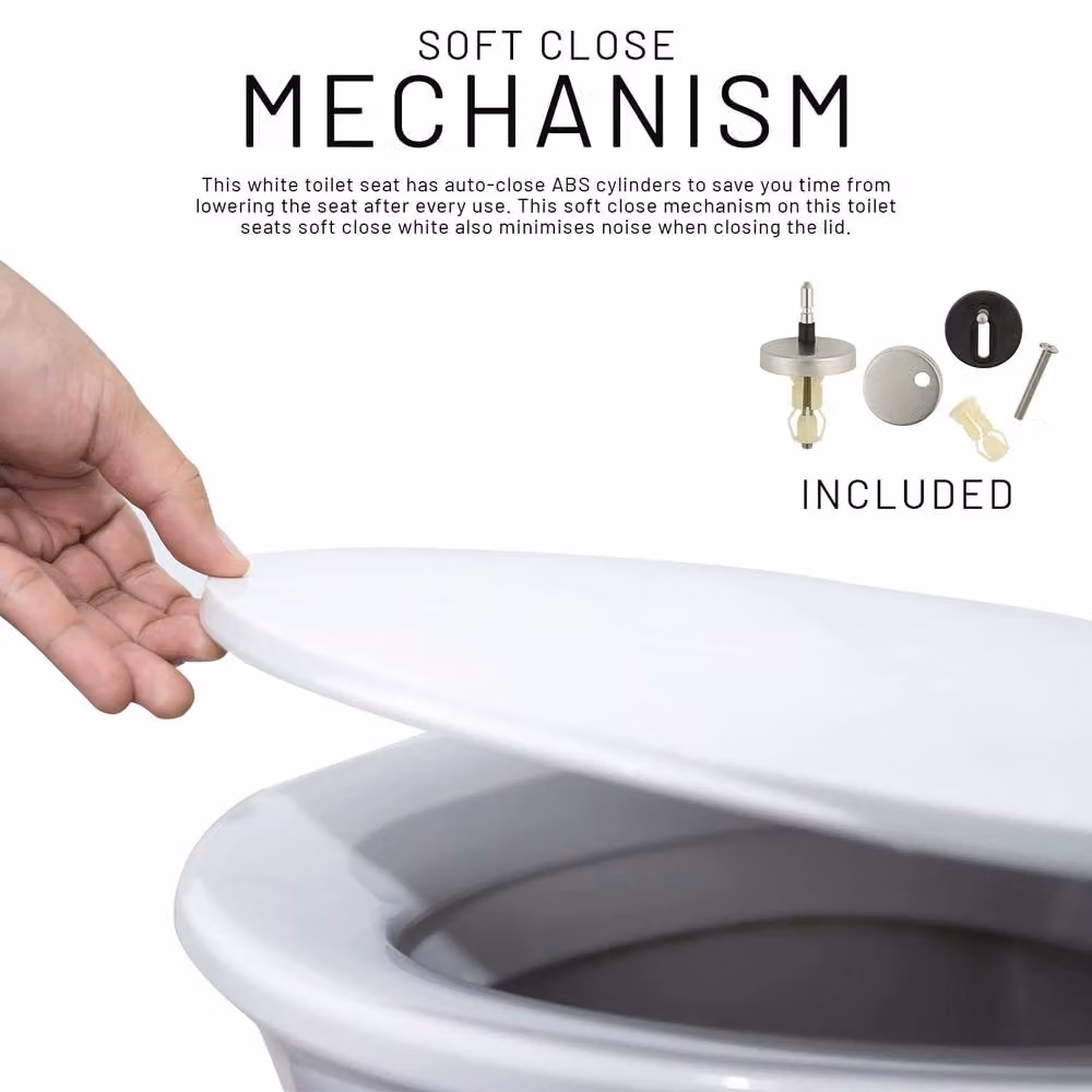 Tanness Oval Soft Close Toilet Seat with Quick Release in White – 3