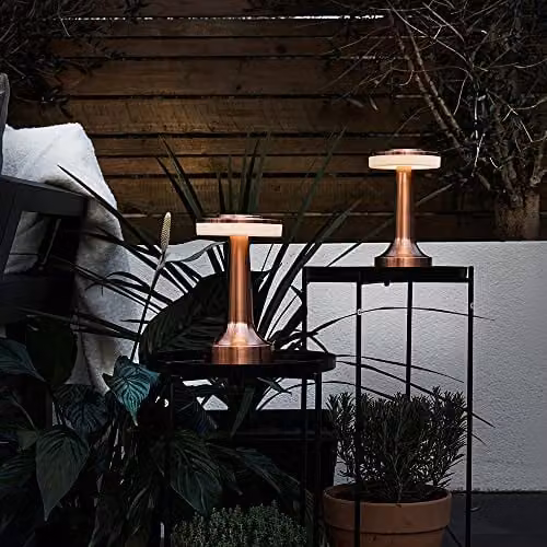 MiniSun Set of 2 Contemporary Wireless Copper Touch Table Lamps with Rechargeable LED Mood Light – 2