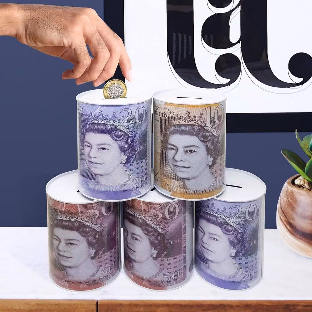 BARGAINS-GALORE Purple Metal Money Coin and Note Saving Jar – 2