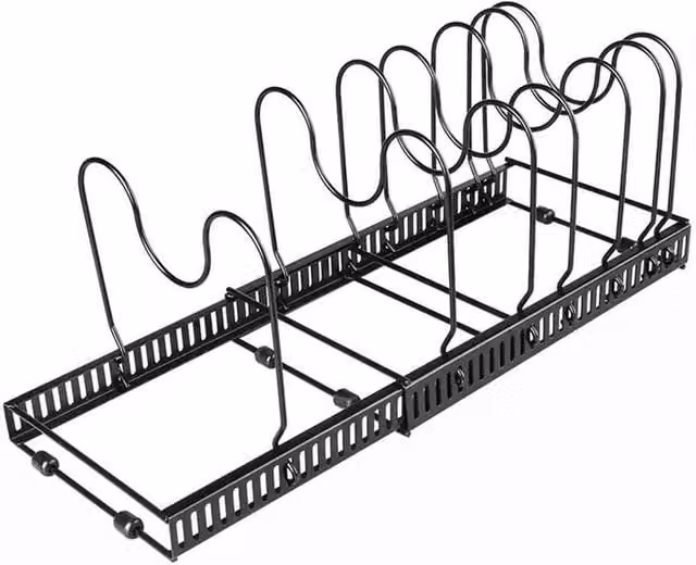 KORVIXA Adjustable Pot and Pan Lid Stand Rack in Black