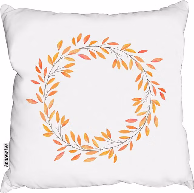 Andrew Lee Autumn Floral Square Cushion, Orange and White, W/D/H: 45 x 45 x 45 cm