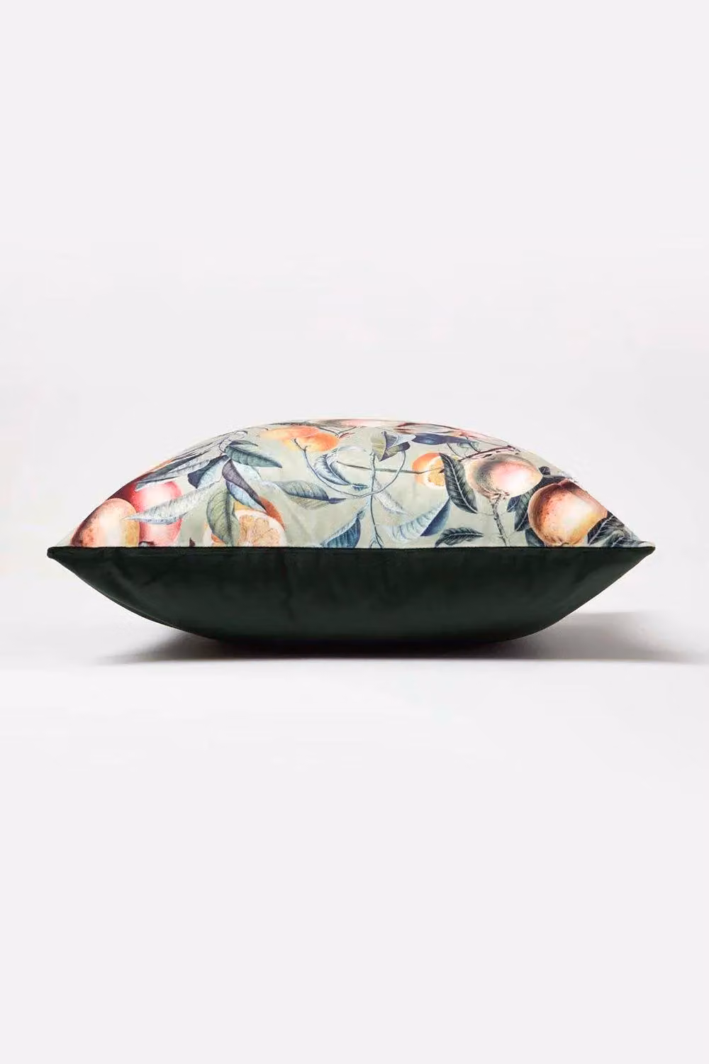 Homescapes Green and Orange Reversible Velvet Mango Fruit Decorative Cushion, W/D/H: 46 x 46 x 46 cm – 3