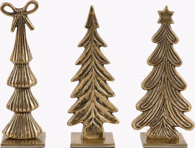Perch & Parrow Set of 3 Classic Gold Metal Christmas Tree Pendant Ornaments