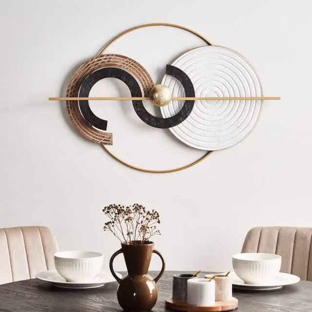 Wyld and Coco Multicolour and Gold Abstract Geometric Metal Wall Hanging