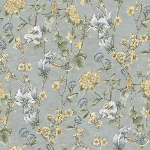 Holden Decor Floral Bird Trail Blue Botanical Wallpaper