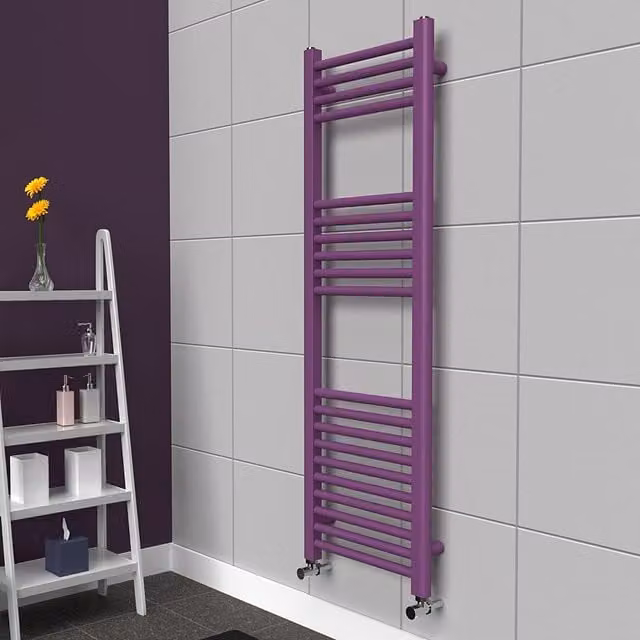 Lux Heat Coloured Steel Towel Radiator in Purple, W: 40 cm, H: 120 cm