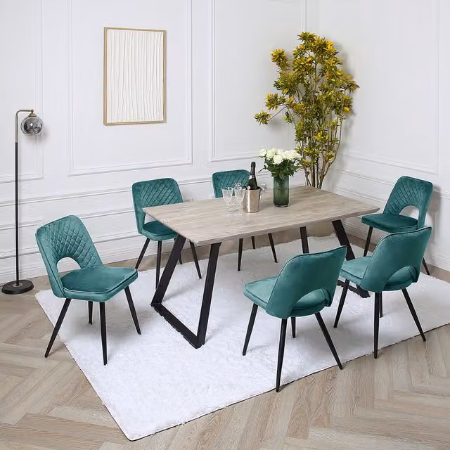 Home Garden Direct Dorchester Dining Set with Rectangular Table and 6 Chairs in Green