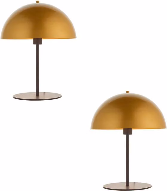 Loops 2 Pack Dark Bronze Table Lamps with Gold Metal Dome Shades