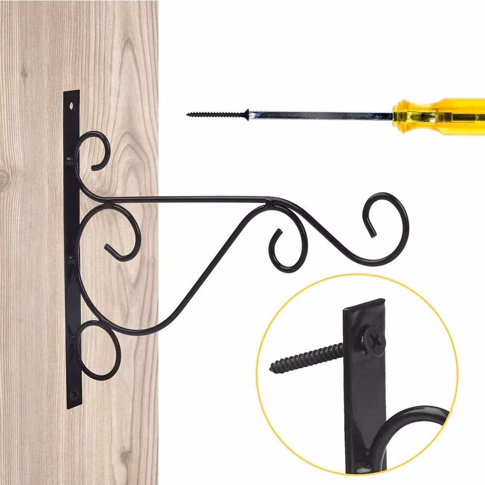 KORVIXA 4-Pack Heavy Duty Metal Garden Hanging Basket Brackets in Black, W/H: 100 x 100 cm – 2
