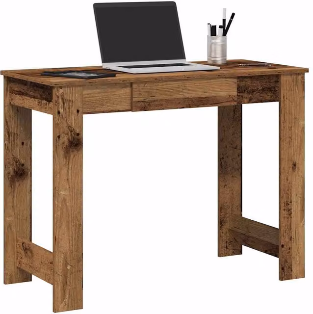 Berkfield Brown Rustic Writing Desk in Engineered Wood W/D/H: 100 x 45 x 75 cm