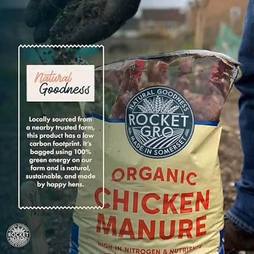 RocketGro Organic Chicken Manure 20L High-Nitrogen Natural Peat-Free Fertilizer for Vegetable and Ornamental Gardens – 4
