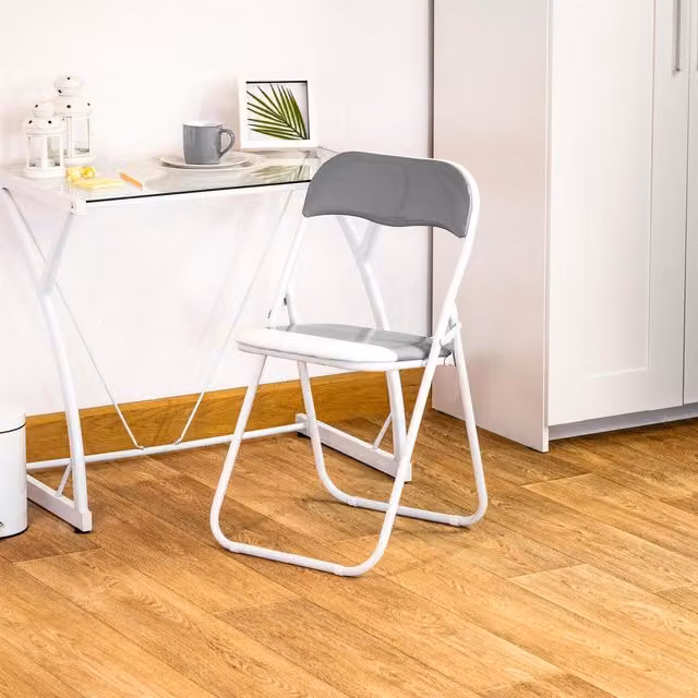 Harbour Housewares Pack of 4 Grey Padded Folding Chairs