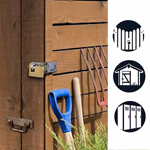 Master Lock Gold Solid Brass Rectangular Shutter Padlock with Key, W/D/H: 6.5 x 6.3 x 1.4 cm – 2