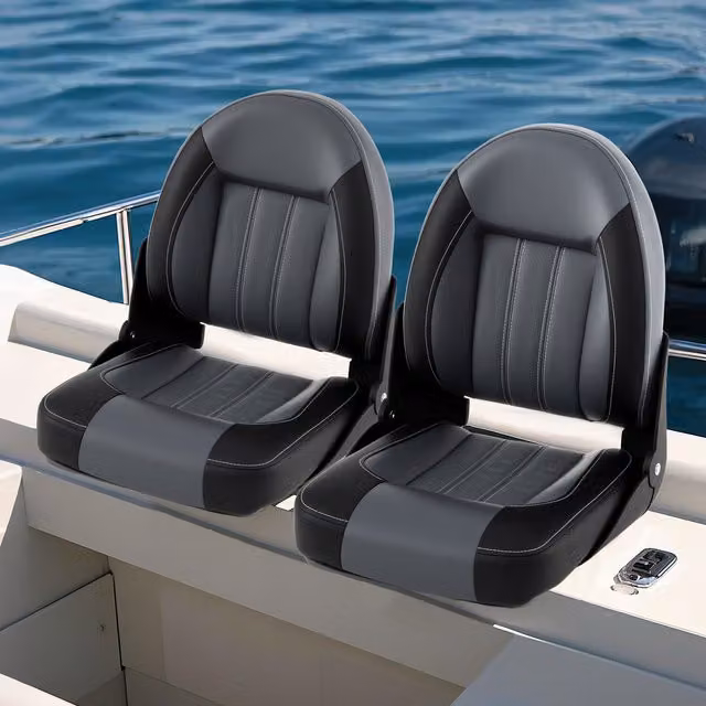 Costway Set of 2 Folding High Back Boat Seats in Black