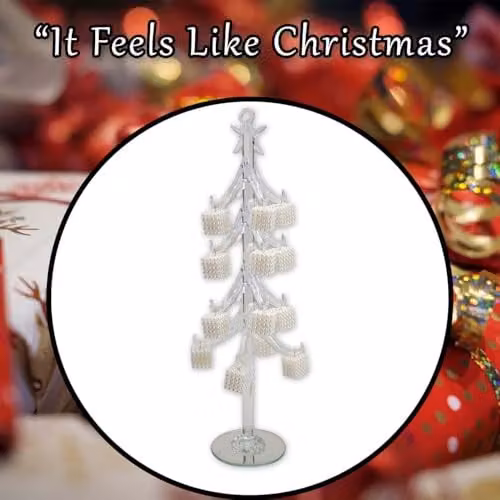 VFM e-Store White Glass Christmas Tree Tabletop Decoration, H: 36 cm, W: 12 cm – 6