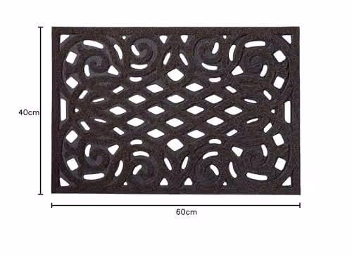 Nicoman Heavy Duty Rubber Outdoor Doormat, Brown, W: 60 cm, D: 40 cm, H: 1 cm – 3