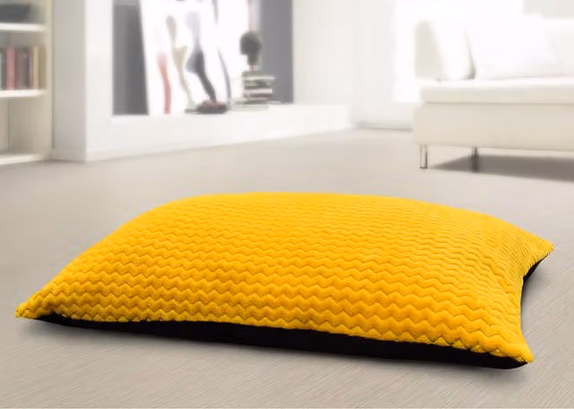 Velosso Plush Rectangular Modern Yellow Cushion with Non-Slip Base