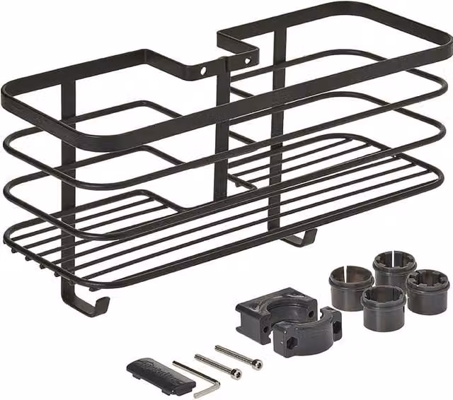 Metaltex Origin Lava Hanging Shower Rail Storage Basket in Black