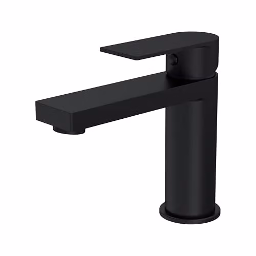 Balterley Square Mono Basin Mixer Tap with Push Button Waste, Matt Black, H x W x D: 16.6 x 5.0 x 14.9 cm – 5