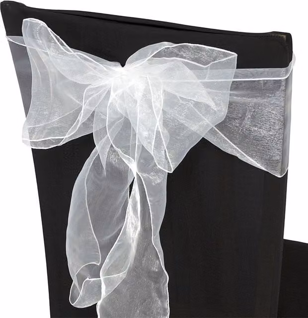 Neel Blue Set of 25 White Organza Sashes for Party Decoration, W: 17 cm, L: 280 cm