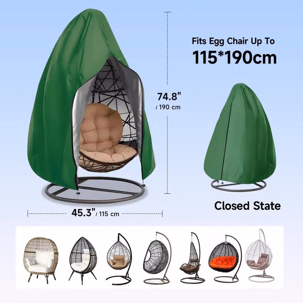EONLION Green Waterproof Hanging Swing Egg Chair Cover for Armchairs, Diameter: 100 cm – 2