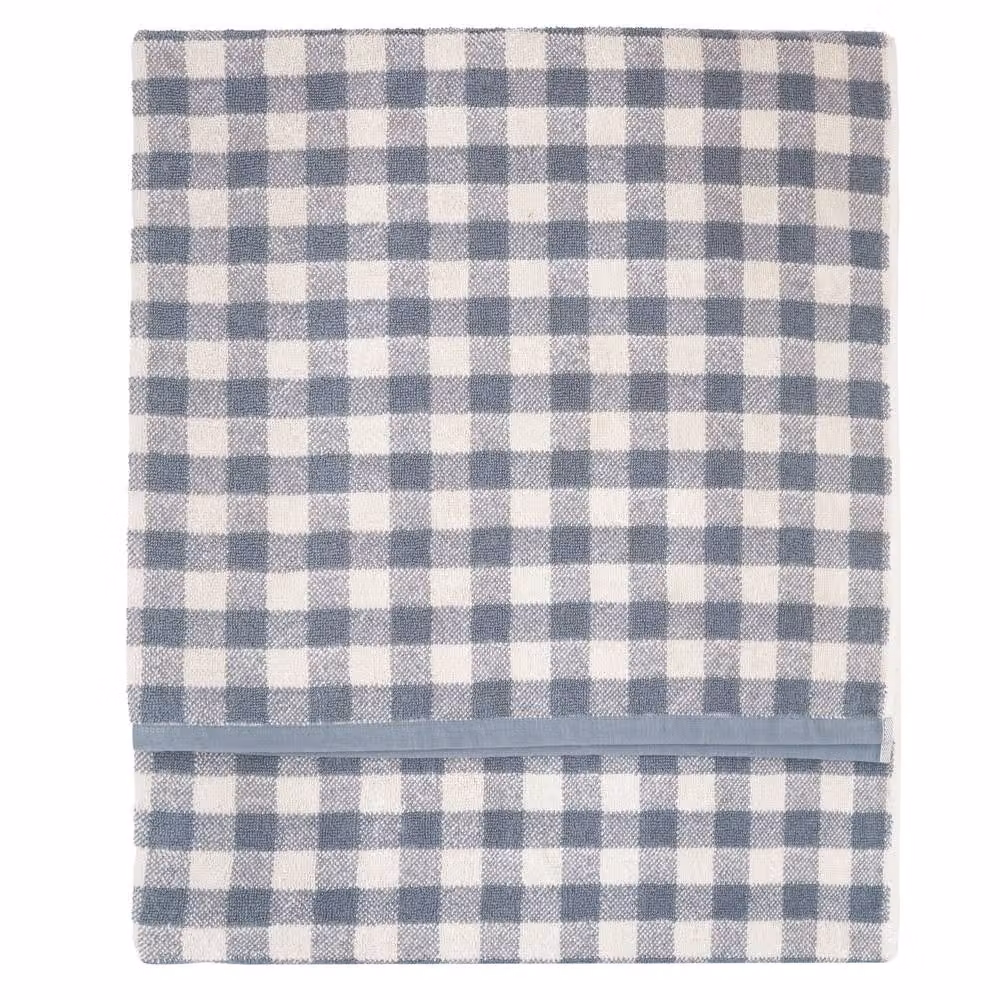 Yard Barton Blue Gingham Check Fluffy 100% Cotton Towel – 2