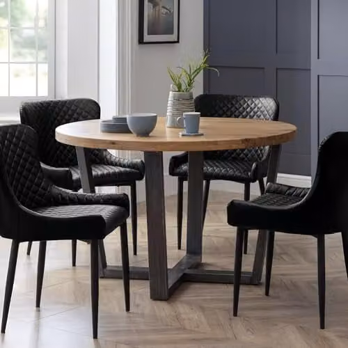 Julian Bowen Brooklyn Round Oak Dining Table, Diameter: 120 cm – 1