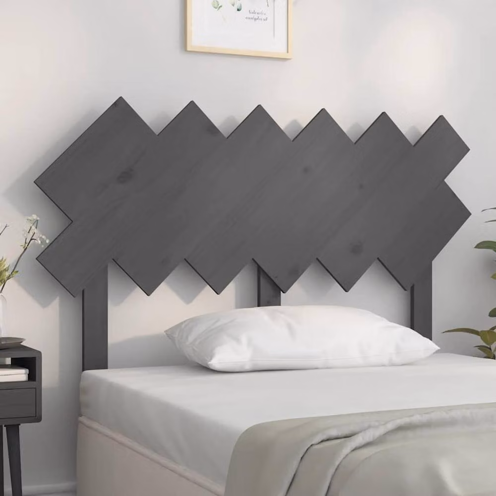 Berkfield Home Grey Rustic Solid Pine Wood Bed Headboard W: 122.5 cm, D: 3 cm, H: 80.5 cm – 2