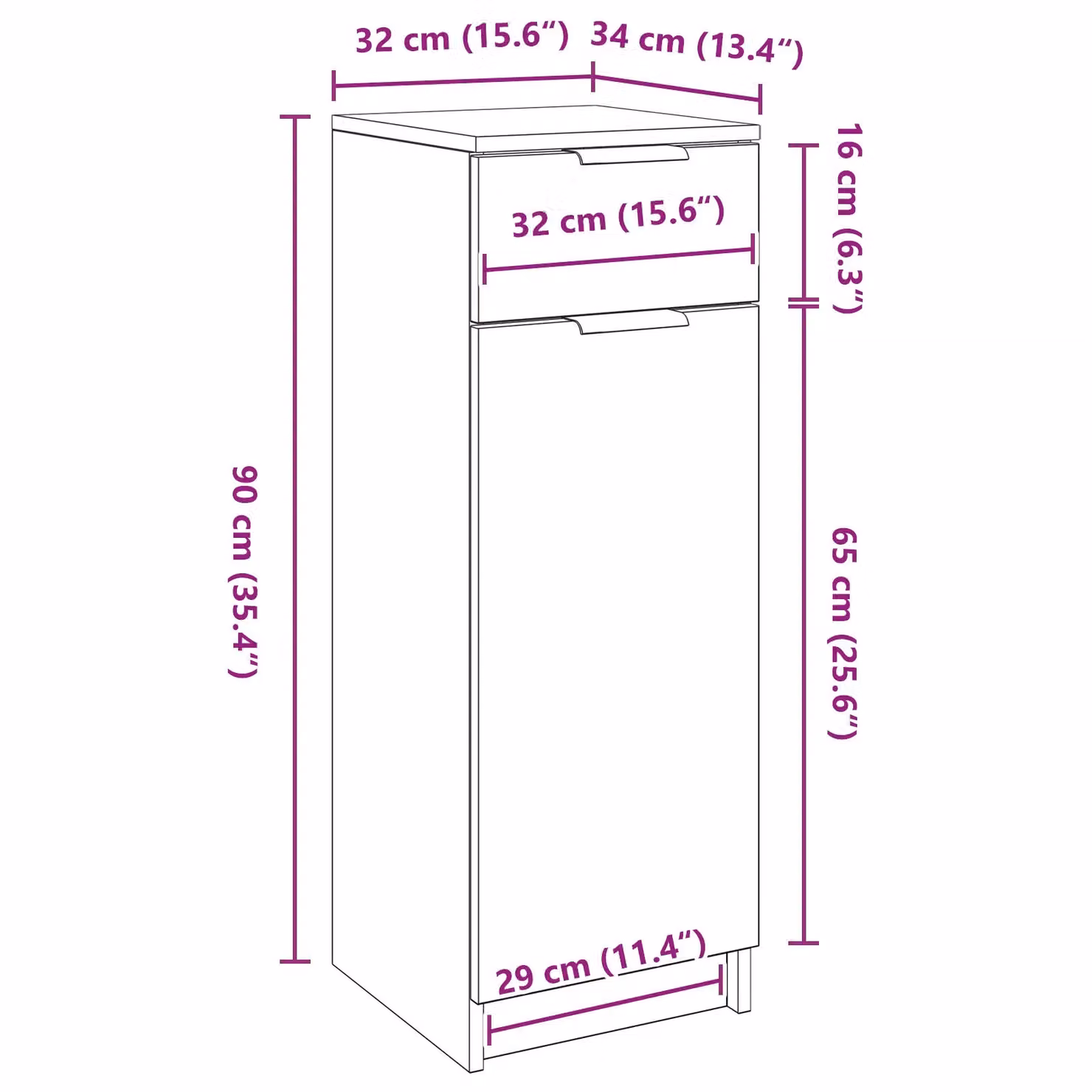 Berkfield Home Black Oak Bathroom Cabinet W/D/H: 32 x 34 x 90 cm – 5