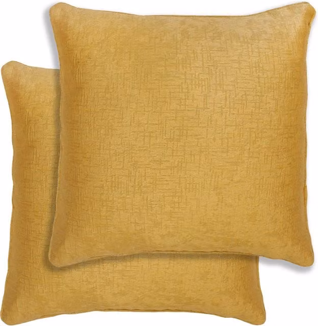 Enhanced Living Pair of Vogue Textured Square Cushion Covers, Yellow, W/D/H: 43 x 43 x 43 cm