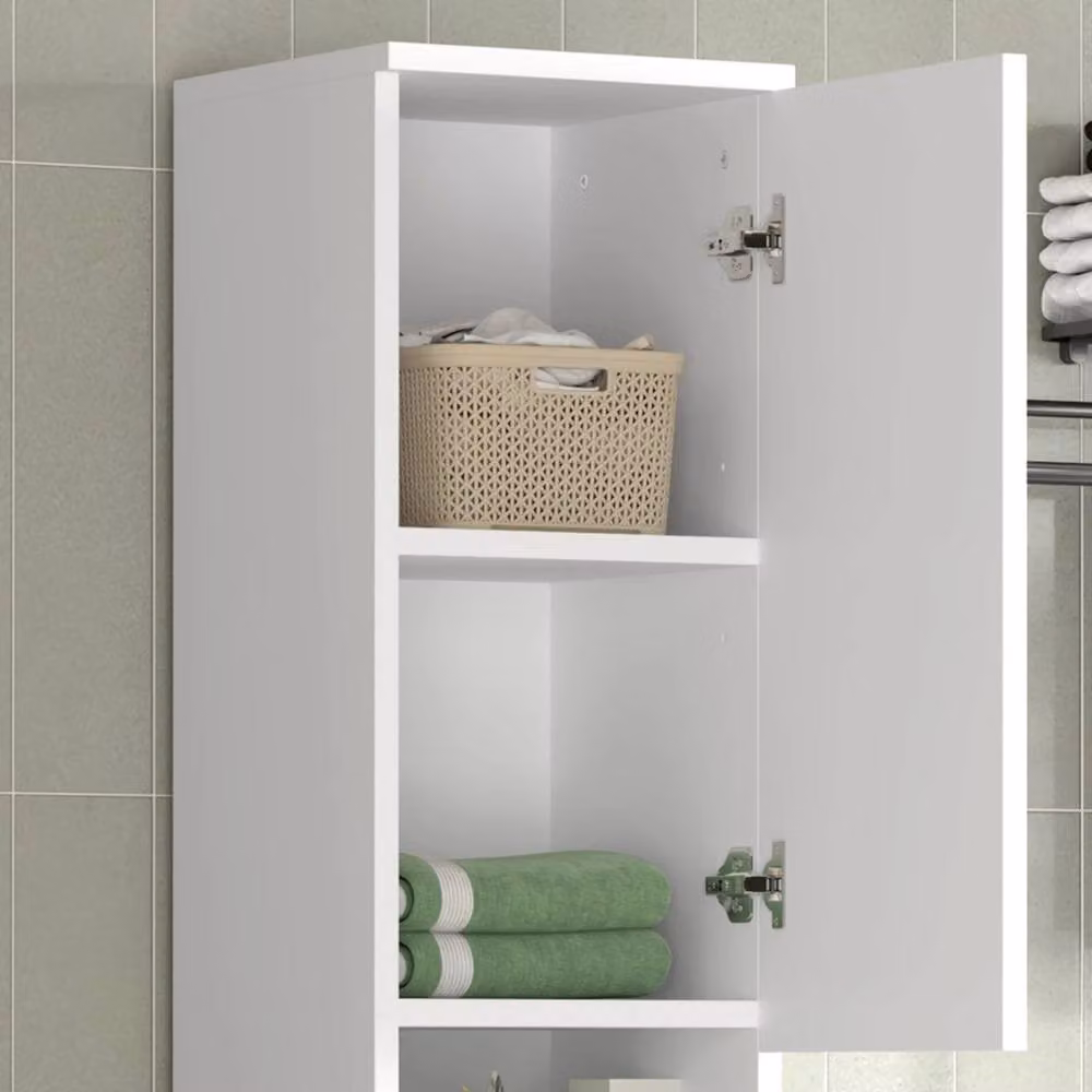 FORGEVIO Tall Freestanding Slim Bathroom Storage Cabinet in White – 2