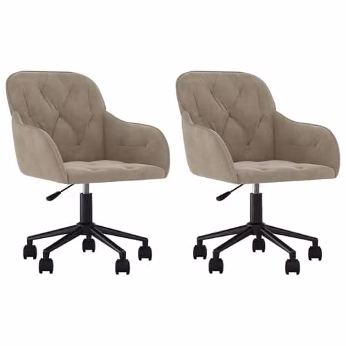 vidaXL Set of 2 Modern Swivel Dining Chairs in Light Grey Velvet, W/D/H: 55 x 59.5 x 77 cm