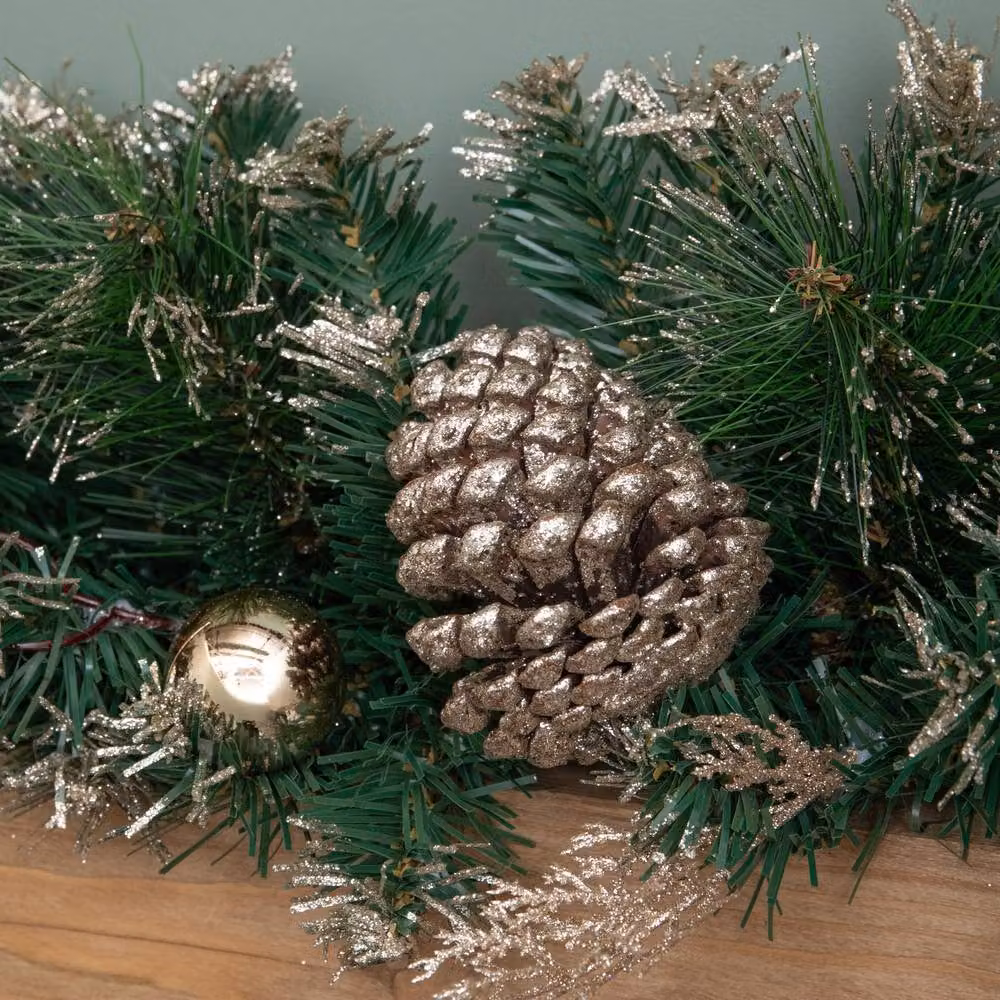 Samuel Alexander 1.8m Christmas Garland with Berries, Pine Cones and Gold Baubles in Green, Red and Gold – 2