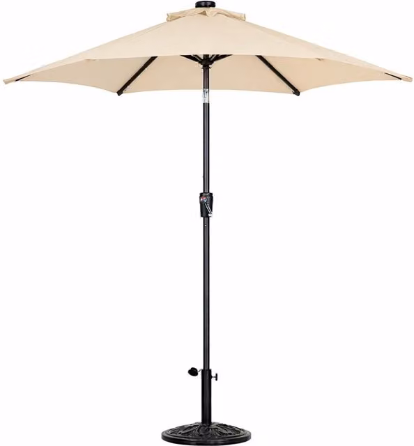 Jack Stonehouse Tilting Round Garden Parasol in Beige with UPF 50+ Polyester Canopy, Diameter: 270 cm, Height: 240 cm